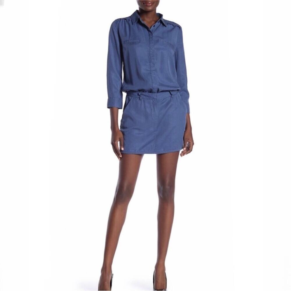 ETIENNE MARCEL Shirt Dress Womens Size Small Utility French Girl Minimalist Chic